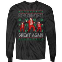 Make Christmas Great Again Santa Trump Dance Ugly Sweater Gift Tie-Dye Long Sleeve Shirt