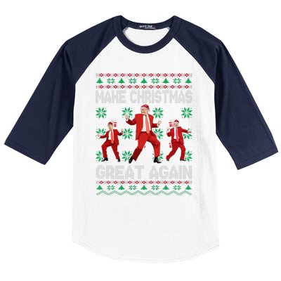 Make Christmas Great Again Santa Trump Dance Ugly Sweater Gift Baseball Sleeve Shirt