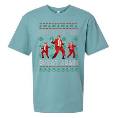 Make Christmas Great Again Santa Trump Dance Ugly Sweater Gift Sueded Cloud Jersey T-Shirt