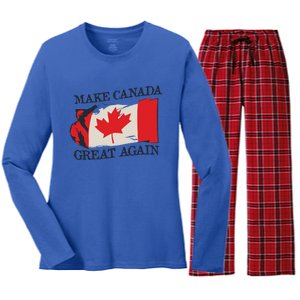 Make Canada Great Again Design Funny Canadian Flag Mcga Meaningful Gift Women's Long Sleeve Flannel Pajama Set 