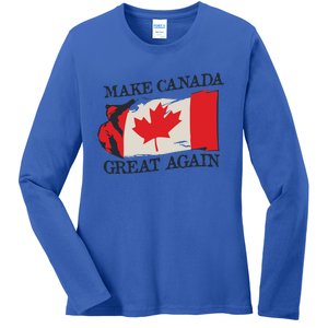 Make Canada Great Again Design Funny Canadian Flag Mcga Meaningful Gift Ladies Long Sleeve Shirt