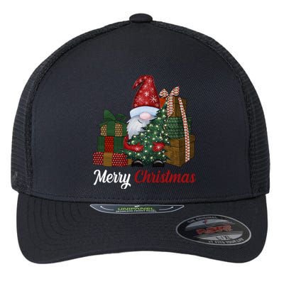 Merry Christmas Gnome Festive Holiday Gift Flexfit Unipanel Trucker Cap