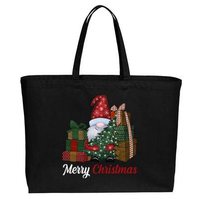 Merry Christmas Gnome Festive Holiday Gift Cotton Canvas Jumbo Tote