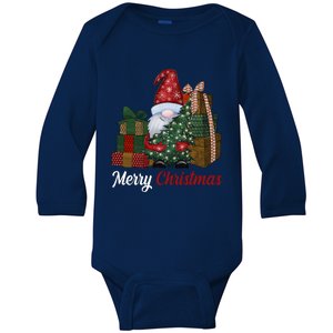 Merry Christmas Gnome Festive Holiday Gift Baby Long Sleeve Bodysuit