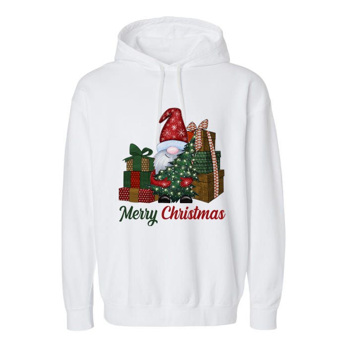 Merry Christmas Gnome Festive Holiday Gift Garment-Dyed Fleece Hoodie