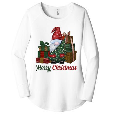 Merry Christmas Gnome Festive Holiday Gift Women's Perfect Tri Tunic Long Sleeve Shirt