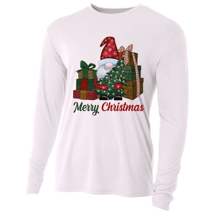 Merry Christmas Gnome Festive Holiday Gift Cooling Performance Long Sleeve Crew