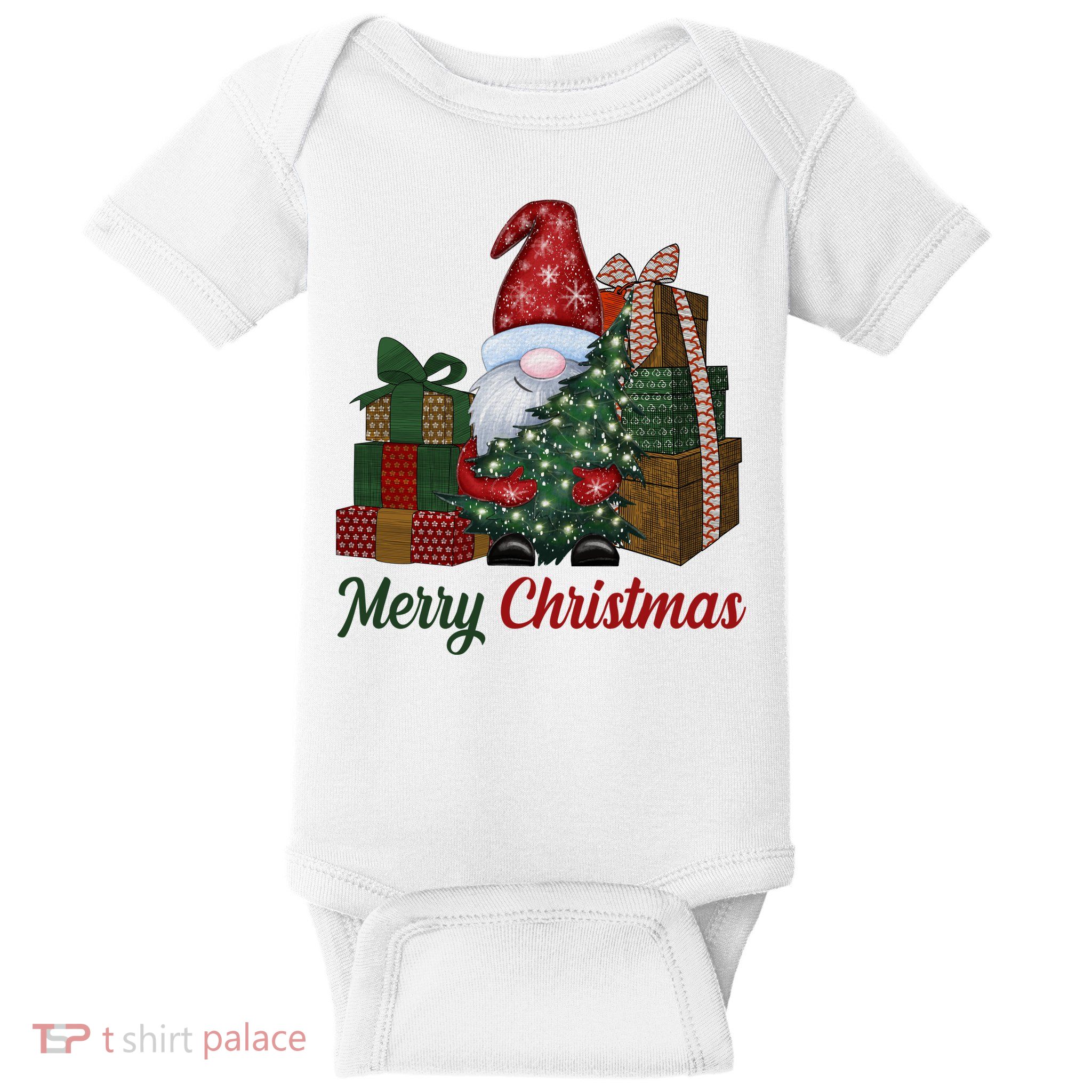 Merry Christmas Gnome Festive Holiday Gift Baby Bodysuit