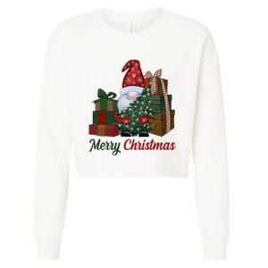 Merry Christmas Gnome Festive Holiday Gift Cropped Pullover Crew