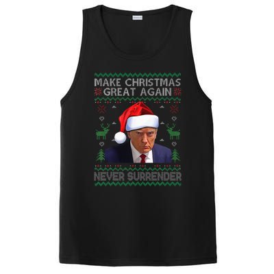 Make Christmas Great Again Trump Mug Shot Never Surrender  PosiCharge Competitor Tank