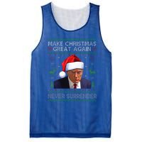 Make Christmas Great Again Trump Mug Shot Never Surrender  Mesh Reversible Basketball Jersey Tank