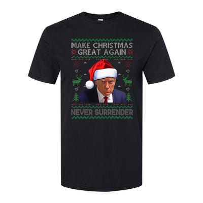 Make Christmas Great Again Trump Mug Shot Never Surrender  Softstyle CVC T-Shirt