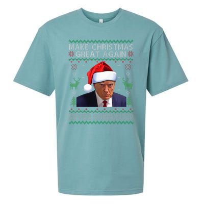 Make Christmas Great Again Trump Mug Shot Never Surrender  Sueded Cloud Jersey T-Shirt