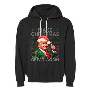 Make Christmas Great Again Funny Trump Xmas Snow Garment-Dyed Fleece Hoodie