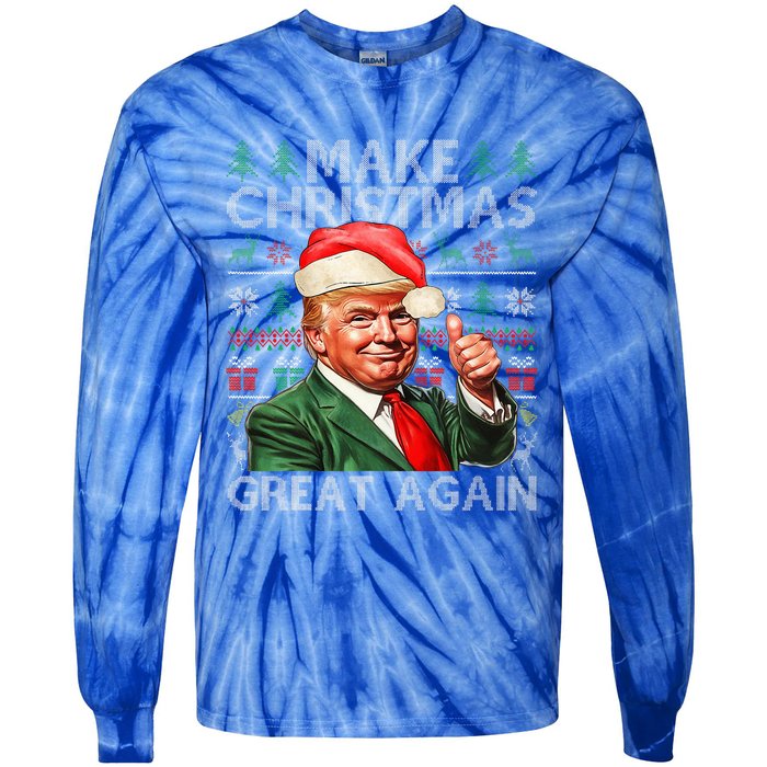 Make Christmas Great Again Funny Trump Xmas Snow Tie-Dye Long Sleeve Shirt