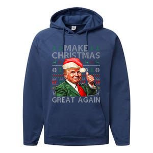 Make Christmas Great Again Funny Trump Xmas Snow Performance Fleece Hoodie