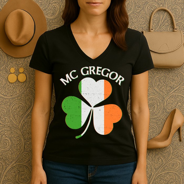 McGregor Irish Flag Clover Women's V-Neck T-Shirt