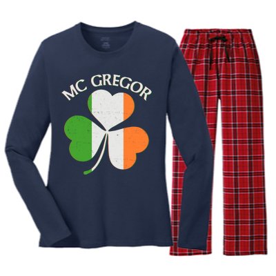 McGregor Irish Flag Clover Women's Long Sleeve Flannel Pajama Set 