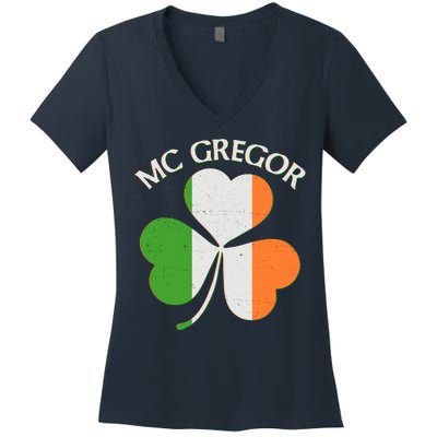 McGregor Irish Flag Clover Women's V-Neck T-Shirt