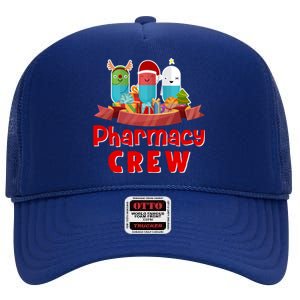 Merry Christmas Happy Holiday Pharmacy Crew Cute Gift High Crown Mesh Back Trucker Hat