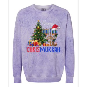 Merry Chrismukkah Happy Christmas Hanukkah Colorblast Crewneck Sweatshirt