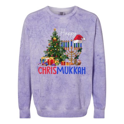 Merry Chrismukkah Happy Christmas Hanukkah Colorblast Crewneck Sweatshirt