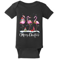 Merry Christmas Hat Santa Flamingo Light Snow Xmas Pajamas Baby Bodysuit