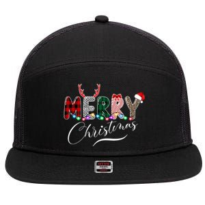 Merry Christmas Holiday Cute Patterns 7 Panel Mesh Trucker Snapback Hat