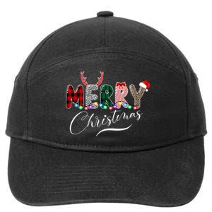 Merry Christmas Holiday Cute Patterns 7-Panel Snapback Hat