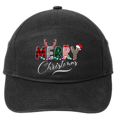 Merry Christmas Holiday Cute Patterns 7-Panel Snapback Hat