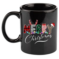 Merry Christmas Holiday Cute Patterns 11oz C Handle Ceramic Mug