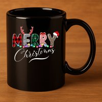 Merry Christmas Holiday Cute Patterns 11oz C Handle Ceramic Mug