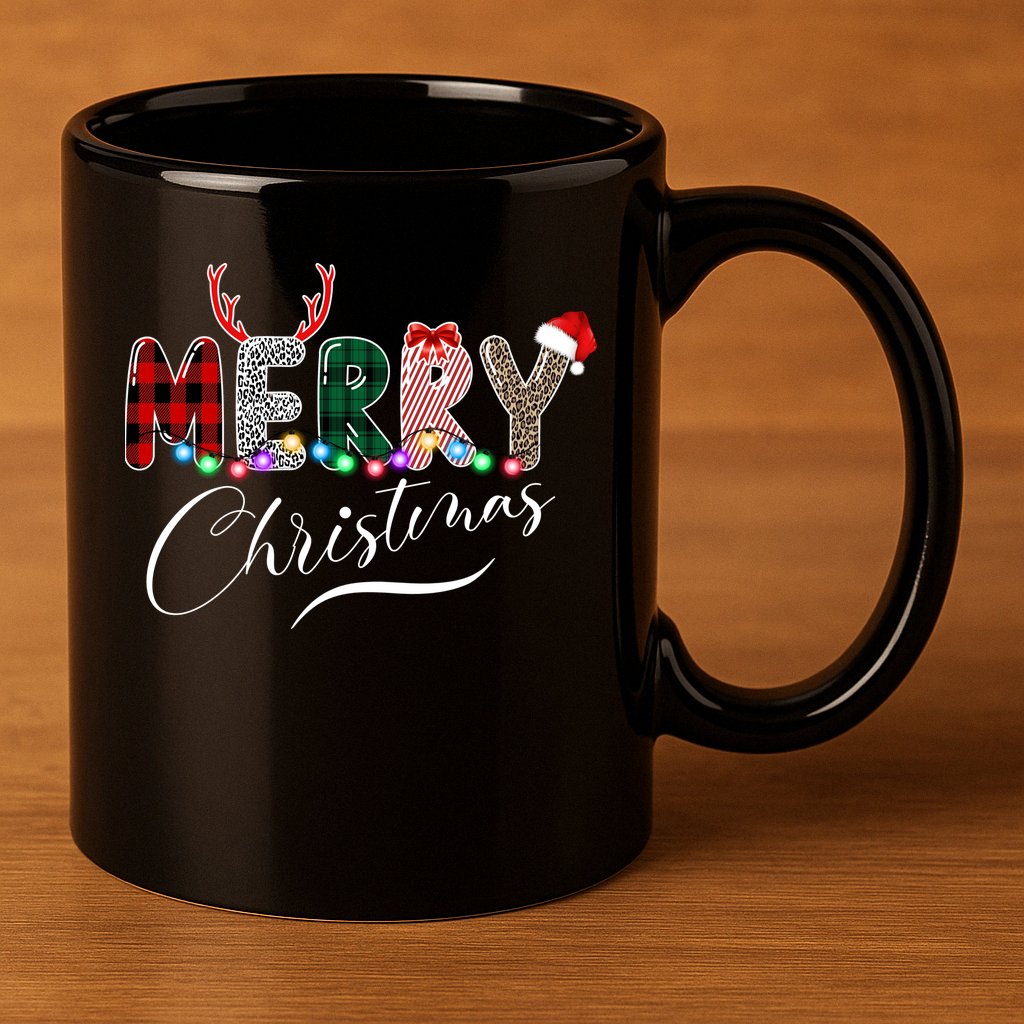 Merry Christmas Holiday Cute Patterns 11oz C Handle Ceramic Mug