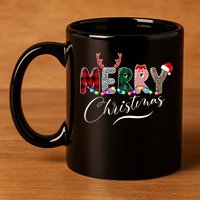 Merry Christmas Holiday Cute Patterns 11oz C Handle Ceramic Mug