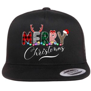 Merry Christmas Holiday Cute Patterns Flat Bill Trucker Hat