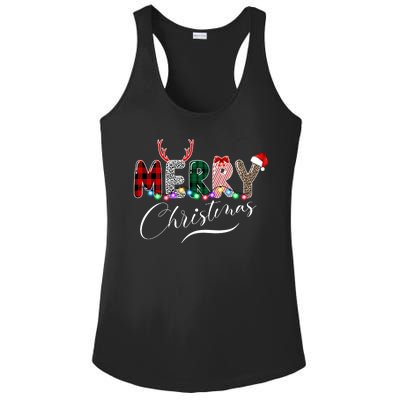 Merry Christmas Holiday Cute Patterns Ladies PosiCharge Competitor Racerback Tank