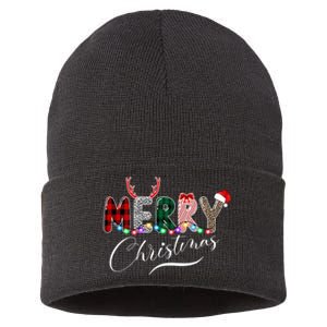 Merry Christmas Holiday Cute Patterns Sustainable Knit Beanie