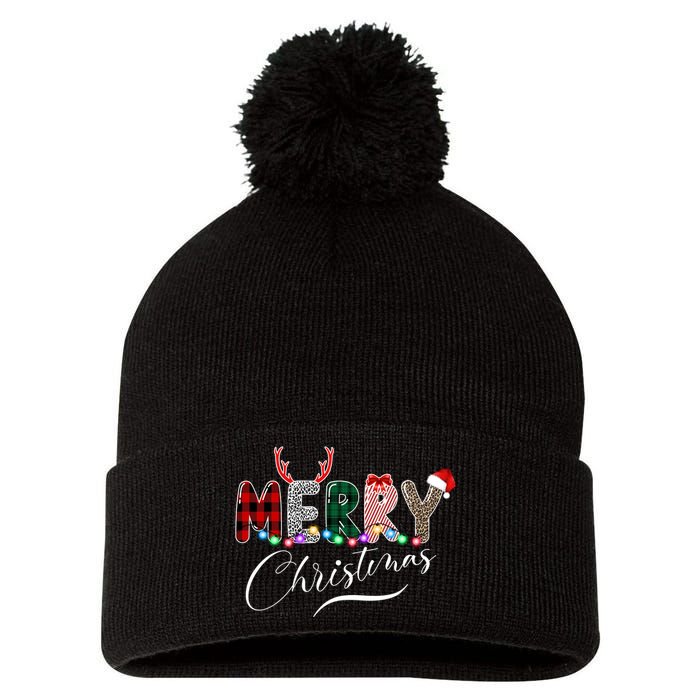 Merry Christmas Holiday Cute Patterns Pom Pom 12in Knit Beanie