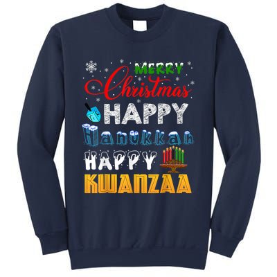 Merry Christmas Happy Hanukkah Happy Kwanzaa Sweatshirt