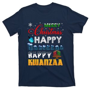 Merry Christmas Happy Hanukkah Happy Kwanzaa T-Shirt