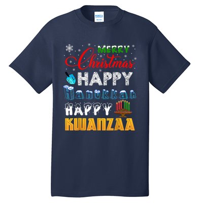 Merry Christmas Happy Hanukkah Happy Kwanzaa Tall T-Shirt