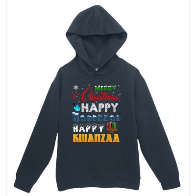 Merry Christmas Happy Hanukkah Happy Kwanzaa Urban Pullover Hoodie