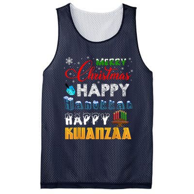 Merry Christmas Happy Hanukkah Happy Kwanzaa Mesh Reversible Basketball Jersey Tank