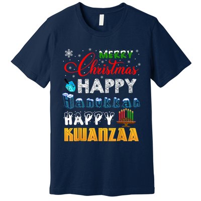 Merry Christmas Happy Hanukkah Happy Kwanzaa Premium T-Shirt