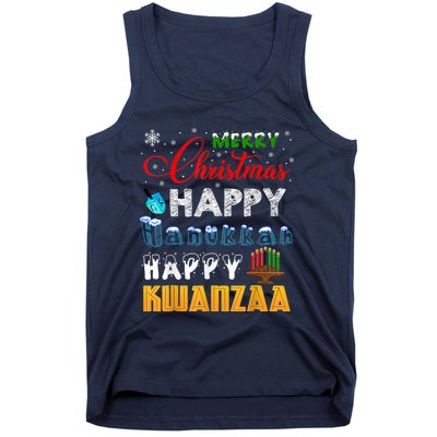 Merry Christmas Happy Hanukkah Happy Kwanzaa Tank Top