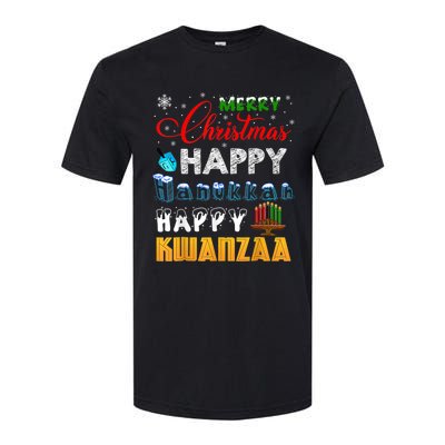 Merry Christmas Happy Hanukkah Happy Kwanzaa Softstyle CVC T-Shirt