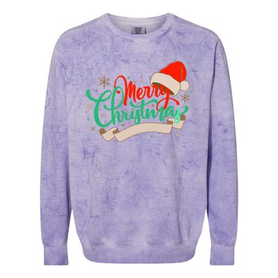 Merry Christmas Holiday Santa Snowflake Colorblast Crewneck Sweatshirt