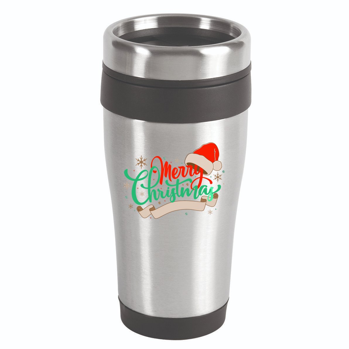 Merry Christmas Holiday Santa Snowflake 16oz Travel Tumbler