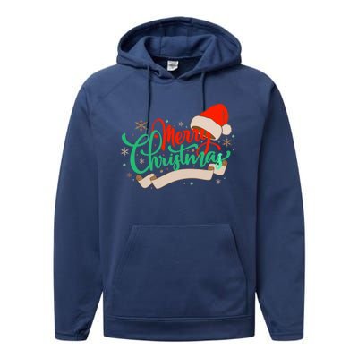 Merry Christmas Holiday Santa Snowflake Performance Fleece Hoodie