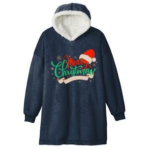 Merry Christmas Holiday Santa Snowflake Hooded Wearable Blanket